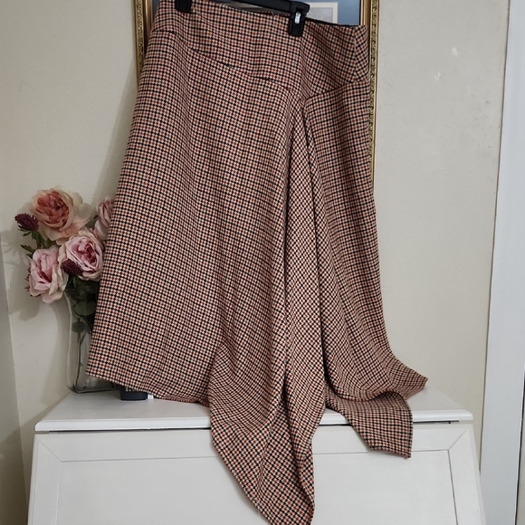 Talbots A-Line Checkered Skirt - Black and Tan XL 14 Career Office Quiet Luxury - Picture 1 of 13